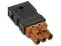 Shorting plug; with assembled strain relief housing; 3-pole; Cod. S; Bridge 1-L; 4,00 mm; brown