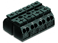 4-conductor chassis-mount terminal strip; 4-pole; PE-N-L1-L2; with ground contact; 4 mm²; 4,00 mm²; black