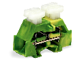 4-conductor terminal block; on both sides with push-buttons; with fixing flange; for screw or similar mounting types; Fixing hole 3.2 mm Ø; 2.5 mm²; CAGE CLAMP®; 2,50 mm²; green-yellow