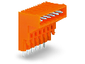 THT male header for double-deck assembly; 1.0 x 1.0 mm solder pin; angled; Pin spacing 5.08 mm; 12-pole; orange