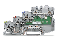 4-conductor sensor terminal block; LED (yellow); for NPN-(low-side) switching sensors; with ground contact; 1 mm²; Push-in CAGE CLAMP®; 1,00 mm²; gray