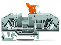 2-conductor disconnect terminal block; with test option; orange disconnect link; for DIN-rail 35 x 15 and 35 x 7.5; 6 mm²; CAGE CLAMP®; 6,00 mm²; blue