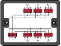 Distribution box; Single-phase current (230 V); 1 input; 6 outputs; Cod. P; MIDI; black