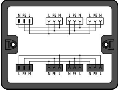 Distribution box; Single-phase current (230 V); 2 inputs; 6 outputs; Cod. A; MIDI; black