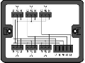 Distribution box; Three-phase to single-phase current (400 V/230 V); 1 input; 6 outputs; Cod. A; MIDI, MAXI; black