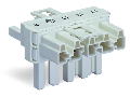 T-distribution connector; 5-pole; Cod. A; 1 input; 2 outputs; 2 locking levers; white