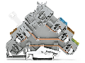 3-conductor actuator supply terminal block; with ground contact; with colored conductor entries; 2.5 mm²; CAGE CLAMP®; 2,50 mm²; gray