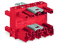 3-way distribution connector; 5-pole; Cod. P; 1 input; 3 outputs; red