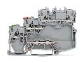 3-conductor actuator supply terminal block; for NPN-(low-side) switching actuators; with ground contact; with colored conductor entries; 1 mm²; Push-in CAGE CLAMP®; 1,00 mm²; gray