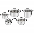 Set de oale din inox Tefal Cook & Cool E493SA74, 10 piese, inductie, interior gradat