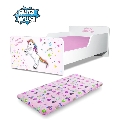 Pat de Fete 2-12 ani Start Unicorn cu saltea cu lana 160x80cm inclusa  PC-P-MOK-UNC-80