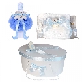 Pachet cutie trusou cu lumanare botez si trusou botez cu ursulet si fundita bleu Baieti Denikos® 16 NKO1646