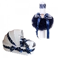 Set trusou de botez si lumanare botez in decor bleumarin pentru Baieti Denikos® 112 - NKO1667