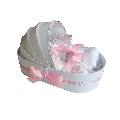 Trusou de botez pentru fete in cutie landou cu floricele roz Denikos® 133 NKO1688