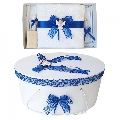 Set trusou botez pentru Baietel si cutie trusou si Ingeras  dantela albastra Denikos® 445 NKO2002