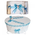 Set trusou de botez Baieti si cutie trusou cu ingeras si dantela turcoaz Denikos® 455 NKO2012