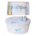 Set Cutie si Trusou de botez pentru baieti cu dantela bleu si ursulet Denikos® 457 NKO2014