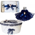 Set trusou botez pentru Baieti si cutie trusou cu lumanare Denikos® 475 cu ingeras decor bleumarin  NKO2032