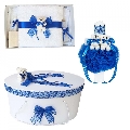 Set trusou de botez cu lumanare botez si cutie dantela si ursuleti decor albastru Denikos® 554  NKO2972