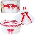 Set Lumanare botez si trusou botez pentru fete Denikos® 57 cutie trusou decor Rosu cu ingeras - NKO2989