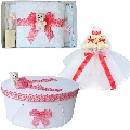 Set trusou botez cu ursuleti pentru fete si cutie trusou Denikos 574 cu lumanare decor Corai  NKO2992