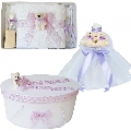 Set trusou botez si cutie trusou cu lumanare botez pentru Fetite, decor Lila Denikos® 576  NKO2994