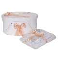 Set trusou botez si cutie trusou cu decor Ivoire / Crem Unisex Denikos 840 - NKO5269