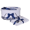 Pachet trusou de botez si cutie trusou pentru Baietel cu dantela si fundite Bleumarin Denikos 841- NKO5270