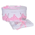 Set trusou botez si cutie trusou cu dantela si fundita Roz pentru Fete Denikos® 852 NKO5281