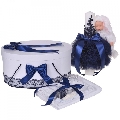 Set trusou botez cu lumanare si cutie trusou pentru Baieti cu dantela si fundite Bleumarin Denikos® 891 - NKO5320