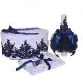 Set elegant trusou botez pentru baietel cu lumanare si cutie trusou cu dantela Bleumarin diafana Denikos 954 NKO5383