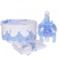 Set lumanare si trusou botez cu cutie eleganta Baieti, decor Bleu Denikos® 958 - NKO5387