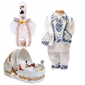 Set botez national trusou botez in landou cu lumanare si costum popular Baietel Denikos® 964 NIK5393