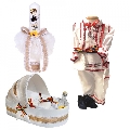 Set costum national baiat cu trusou botez landou si lumanare botez Denikos 970 NIK5399