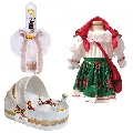 Set botez traditional fetite trusou botez landou cu lumanare si costum popular Denikos 972 NIK5401