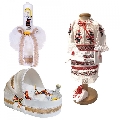 Pachet cu trusou botez landou traditional cu lumanare si costum traditional Fetita Denikos 976 NIK5405