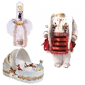 Set botez traditional fetite trusou botez landou cu lumanare si costum traditional Denikos® 977 NIK5406