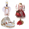 Pachet trusou botez model landou si lumanare cu costum traditional pentru fetita Denikos® 979 NIK5408