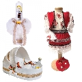 Set traditional trusou de botez in landou Fetite cu lumanare si costum traditional Denikos® 980 NIK5409