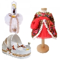 Pachet costum traditional fete si trusou botez landou cu lumanare Denikos® 988 NIK5417