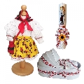 Set costumas traditional cu trusou si lumanare personalizata pentru botez fete Denikos C9011- NIK5449