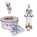 Set trusou botez Baieti cu cutie trusou si lumanare Denikos® C9090 si costum popular  NIK5463