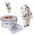 Set traditional cu trusou botez Denikos® C9092 si cutie trusou cu lumanare si costum national baietel  NIK5465