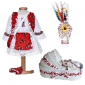 Set rochita populara si trusou botez landou cu lumanare pentru Fete, decor traditional Denikos® C9275 NIK5525