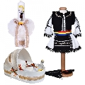 Pachet costum traditional  trusou botez in landou cu lumanare botez Fetite si decor national Denikos® 1055 NIK5530