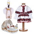 Rochita traditionala Fata plus lumanare botez si trusou botez landou cu decor national Denikos® 1061 NIK5531