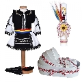 Set costum national fete lumanare botez si trusou botez landou cu decor traditional Denikos® C9284 NIK5534