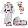 Pachet traditional baieti trusou botez landou cu lumanare inclusa si costum popular Denikos C9290 NIK5540