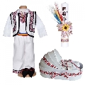 Set botez traditional trusou botez landou cu lumanare si costum popular Baieti Denikos® C9293 NIK5543